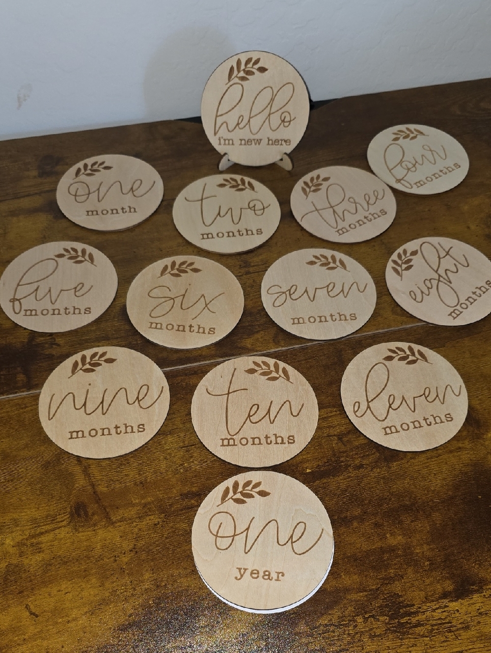 Natural Wooden Baby Milestone Discs Set - Neutral Wood